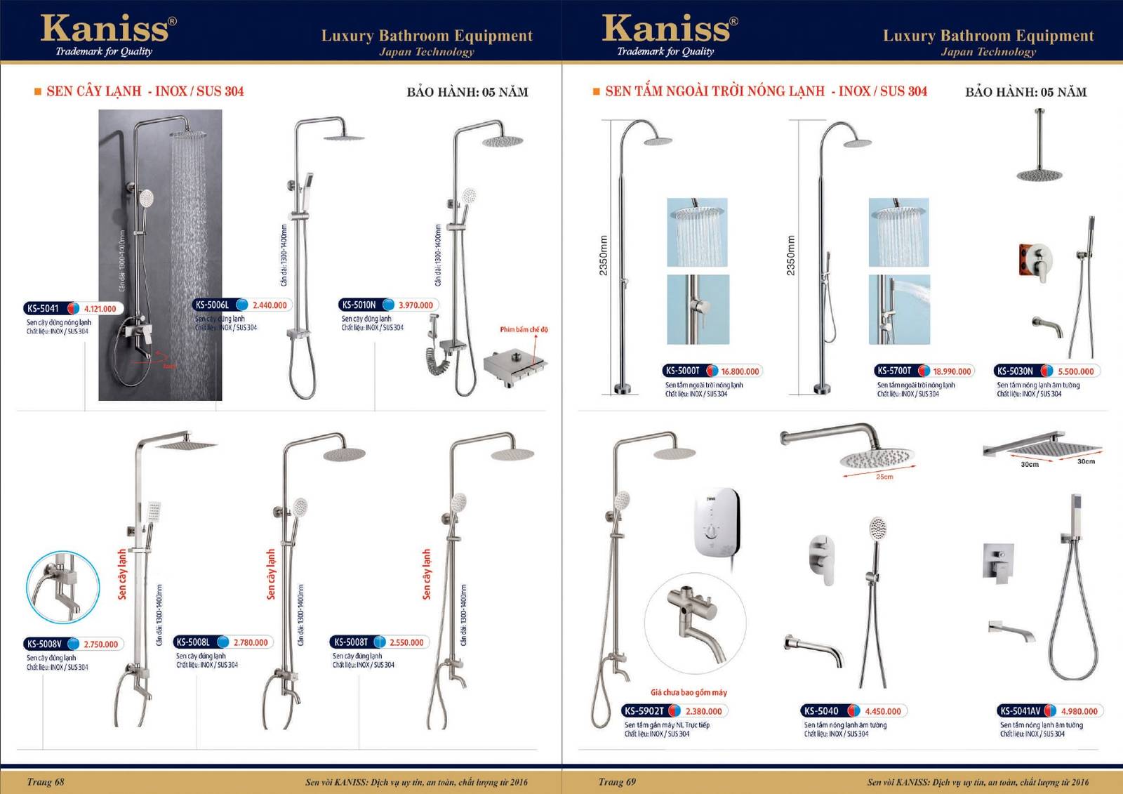 Catalogue và Bảng giá Thiết bị vệ sinh KANISS mới nhất /Page 35